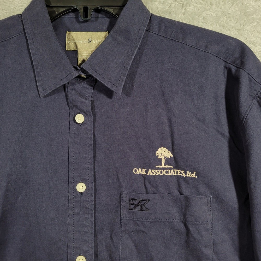 Cutter & Buck Button Up Shirt Womens Medium Navy Blue Long Sleeve‎